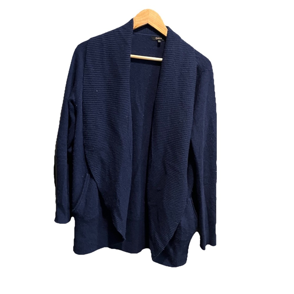Quince Navy Mongolian Cashmere Women's Open Cardigan Sweater Size XL